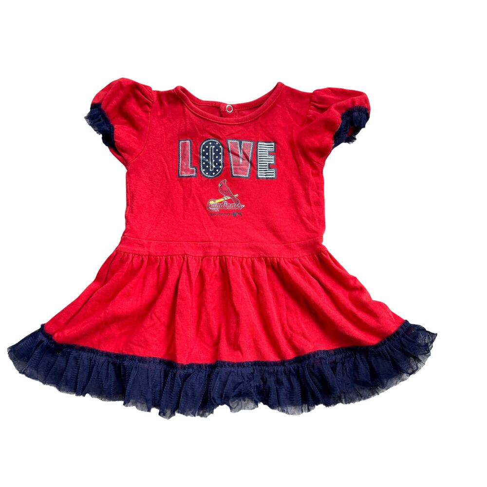 Girls STL Cardinals Ruffle LOVE Dress Size 2T